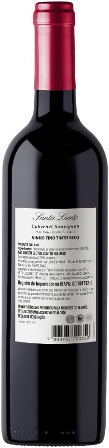 Vinho Fino Tinto Chileno Santa Loreto Varietal Cabernet Sauvignon 750ml - Imagem 3